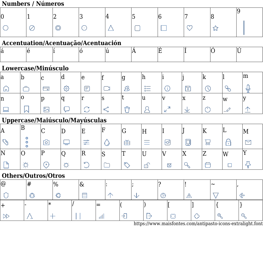 Antipasto Icons ExtraLight Free Font Download MaisFontes