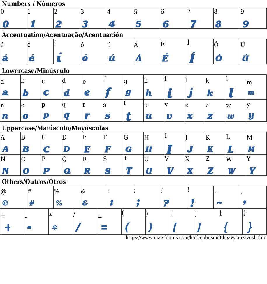 Karla Johnson 8 Heavy Cursive SH Font: Free Download | MaisFontes