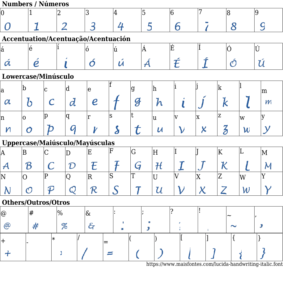 Lucida Handwriting Italic Font